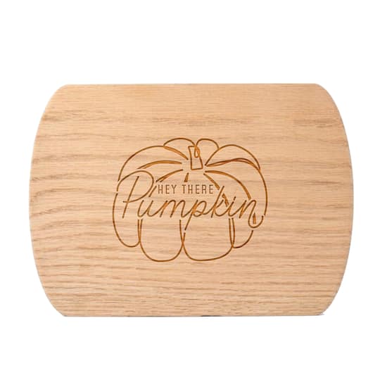 Hey There Pumpkin 8" x 11" Redwood Oval Cutting Board